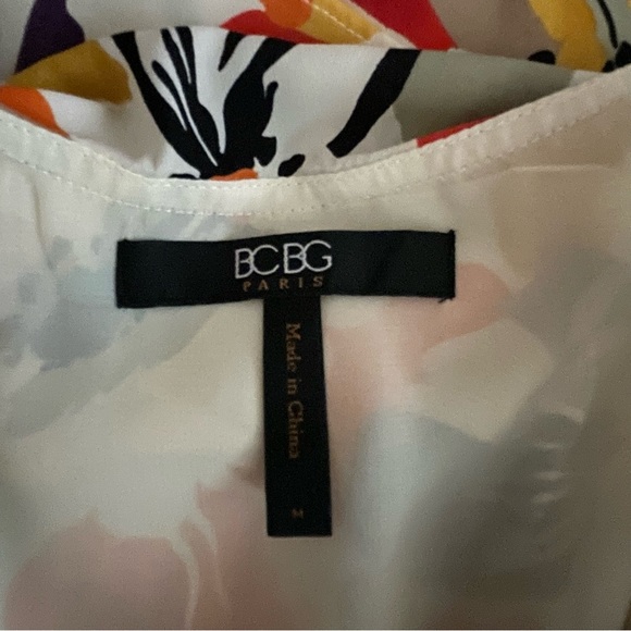 BCBG Paris Size M Medium Floral Tiered High Low Dress Flowy Multicolored - Picture 5 of 11